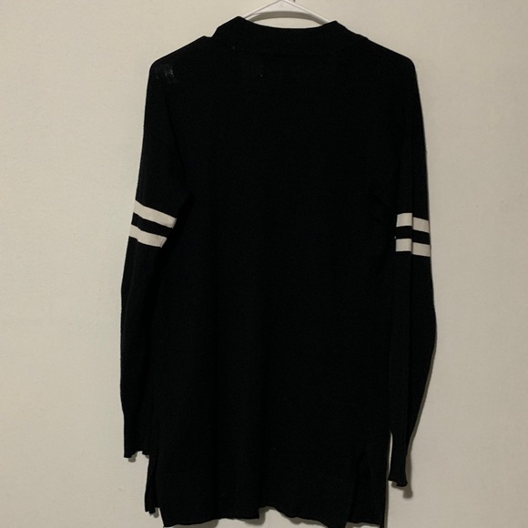 Arizona Women's Black Cardigan with White Stripes - Picture 3 of 7